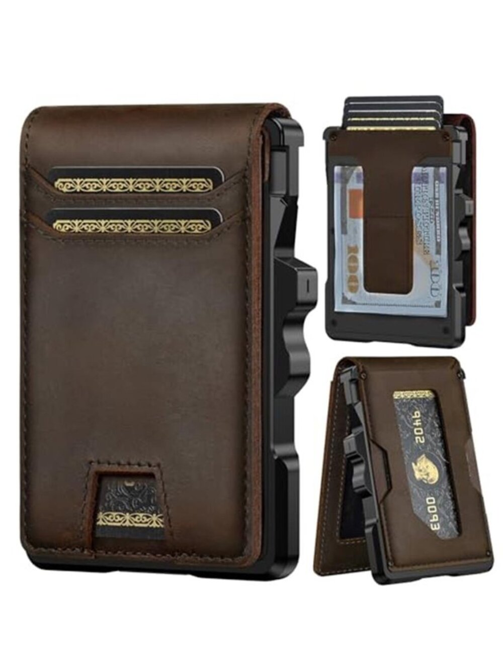 Men's Slim RFID Smart Minimalist Wallet Credit Card Genuine Leather Wallet